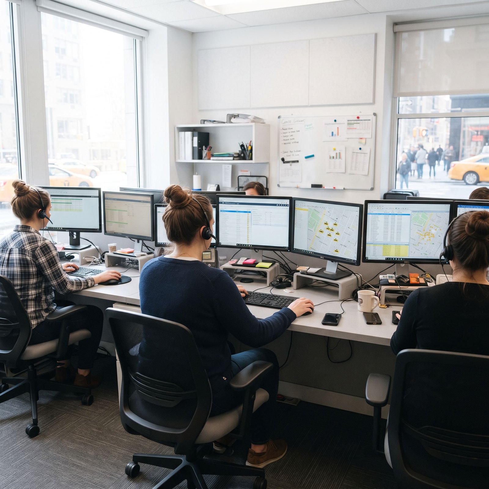 Nexcraft team managing bookings and journey details in the office