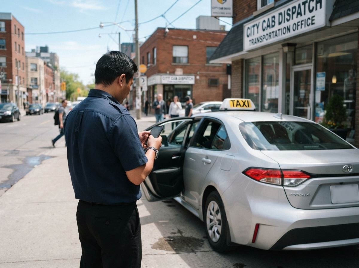 A dispatcher communicating with a driver about a live job