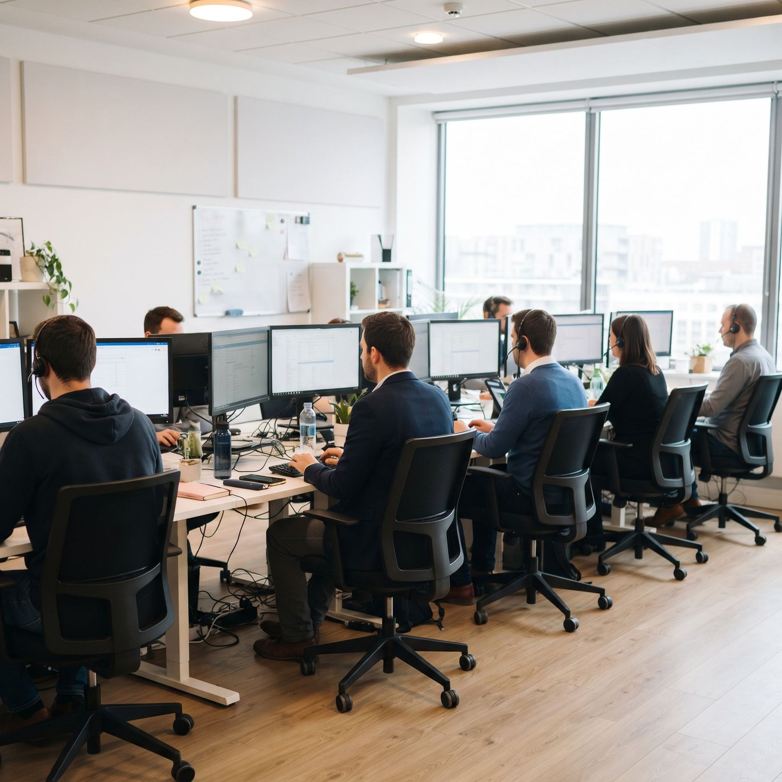 Nexcraft support agents at their workstations handling customer calls